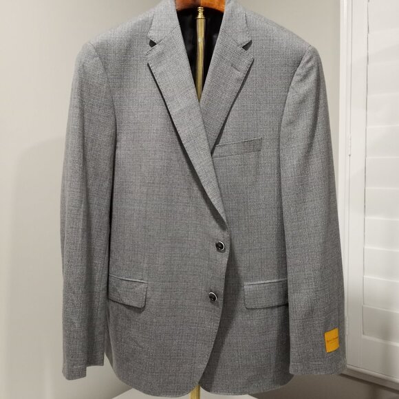 HICKY FREEMAN LUXURY MENS 2-PIECE SUIT PANTS AND JACKET GREY UNFINISHED HEM 48R - Picture 1 of 16